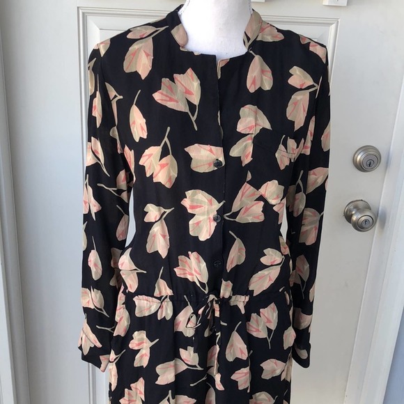 Lucky Brand Black and Pink Long Sleeve Shirt Dress - Picture 4 of 11